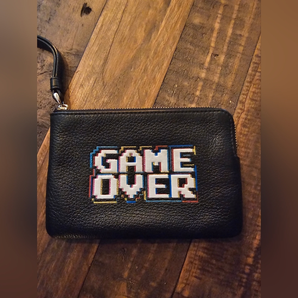 Coach "Pac-Man" "Game Over" limited edition Black Leather Wristlet